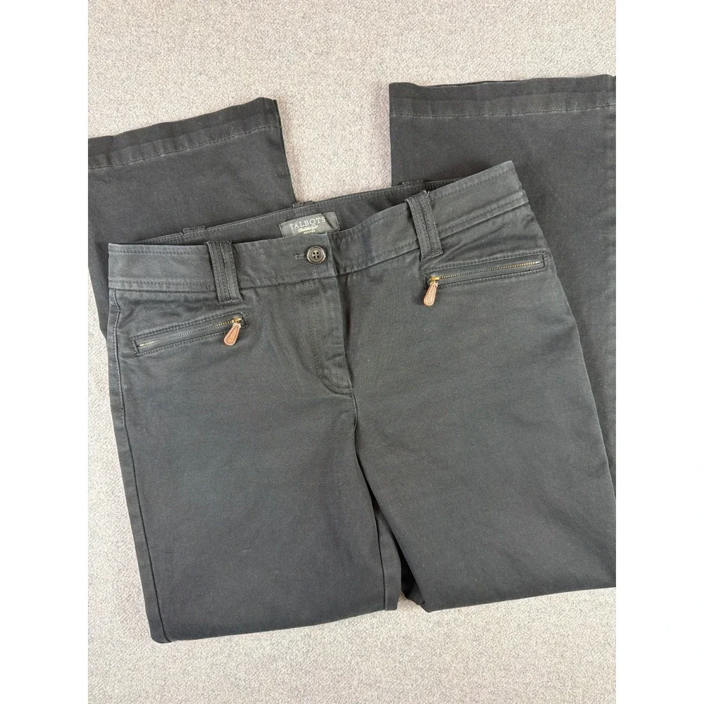 Talbots‎ Pants Women 8P Black Bootcut Mid Rise Chino Cotton Blend Casual Stretch
